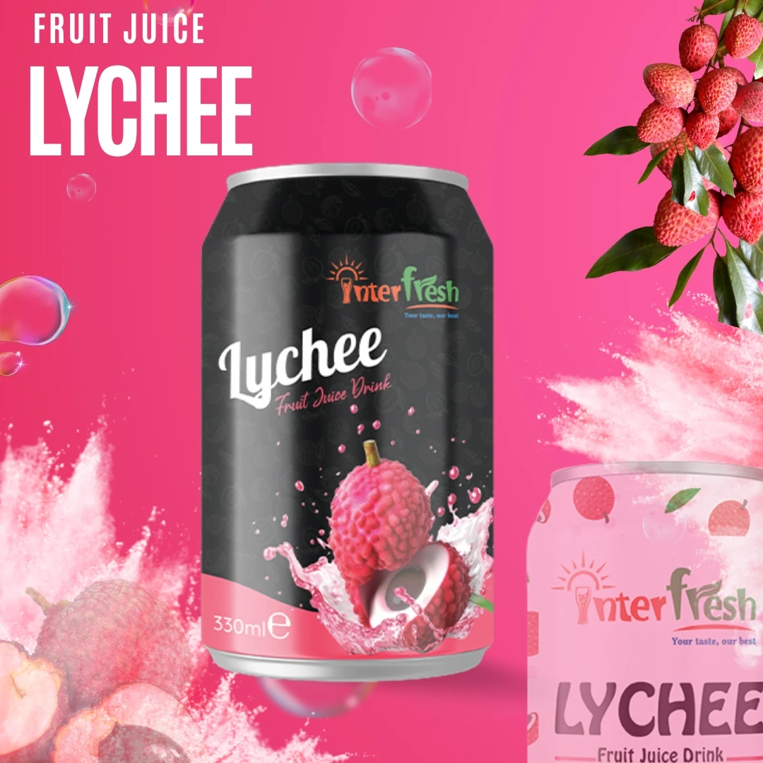 10.8 fl oz Original 100% Fruit Juice Canned Health Lychee with Pulp New Design Natural Flavored Puree Dried Style Beverages