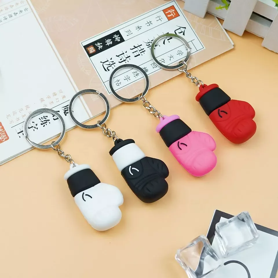 Custom Made Mini Boxing Gloves Keychain PVC Leather Metal Punching Bag Car Home Office Hanging Accessory Custom Logo-Wholesale
