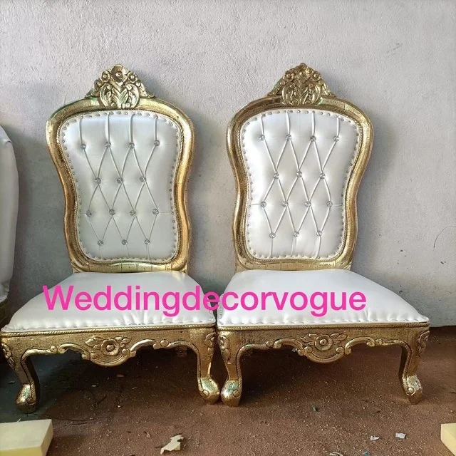 Rental Wedding Party European Modern Style High Back Gold Wedding Royal King And Queen Chairs Throne