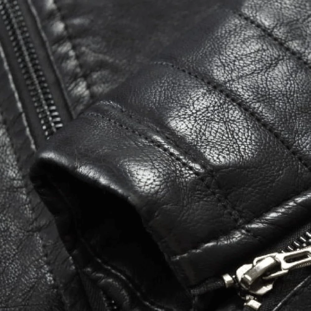 2024 new arrival design color block Men Genuine Leather Jacket Custom High Quality Men mandarin collar Leather Jacket Wholesale