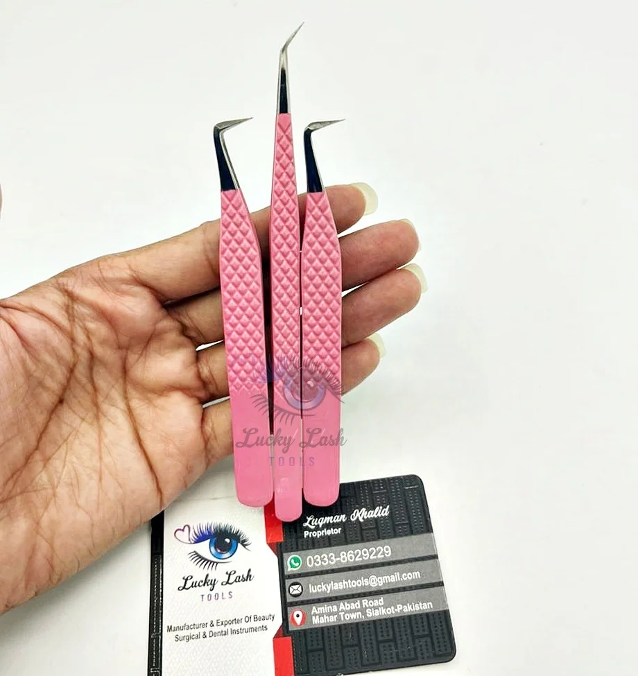 45 Degree Large isolation and short boot eyelash extension tweezers with box private label tweezers eyelash extension lash tool