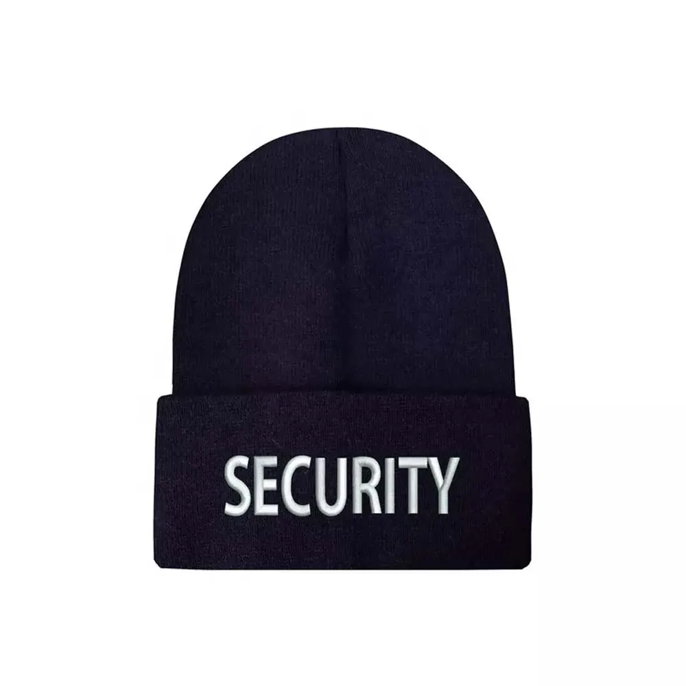 Wholesale Custom printed USA security winter hats Embroidered Winter Skull Beanie Solid Color Custom Printed Pure Color Hats
