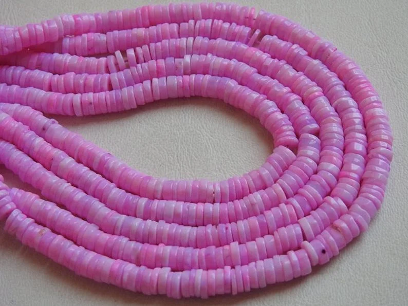 Pink Opal Smooth Heishi Tyre Beads Treated Wholesale Price New Arrival