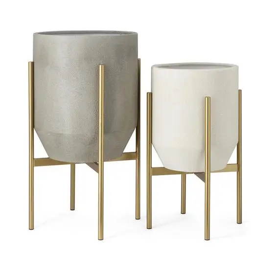 Wholesale High Polished Silver Planters Set Eco Friendly Anti Slip Floor Decorative new Accent House Office Plant Stand Pot Sets