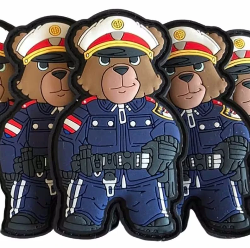 Free sample velcro soft pvc textile label wholesale 3d embossed logo custom pvc rubber tactical patch for clothing