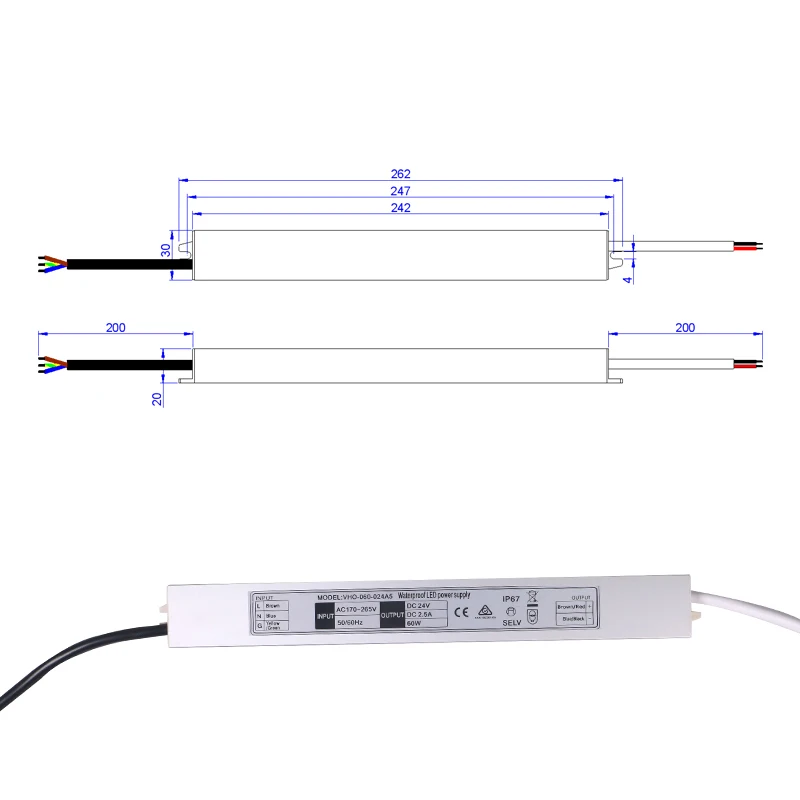 Oem Ip67 Водонепроницаемый источник питания 12 В 30 Вт 50 60 80 100 120 150 250 трансформатор светодиодный драйвер