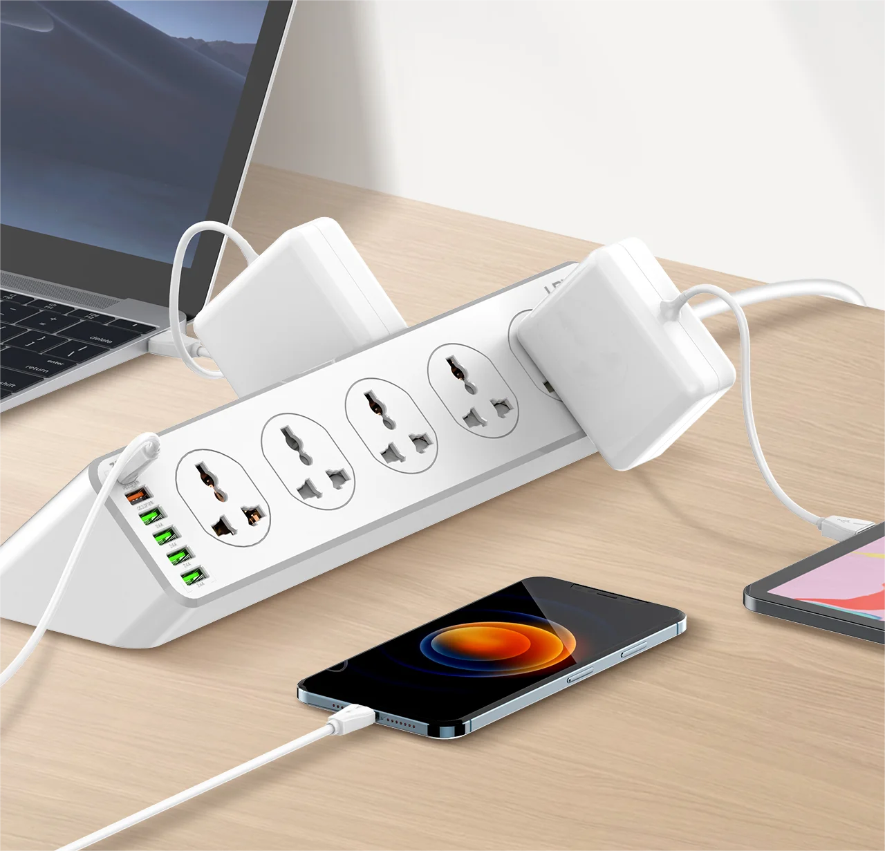 LDNIO SC10610 Extension Power Socket Strip With 10 Sockets 6 Type-C USB QC3.0 Charger Port Surge Protector Power Strip