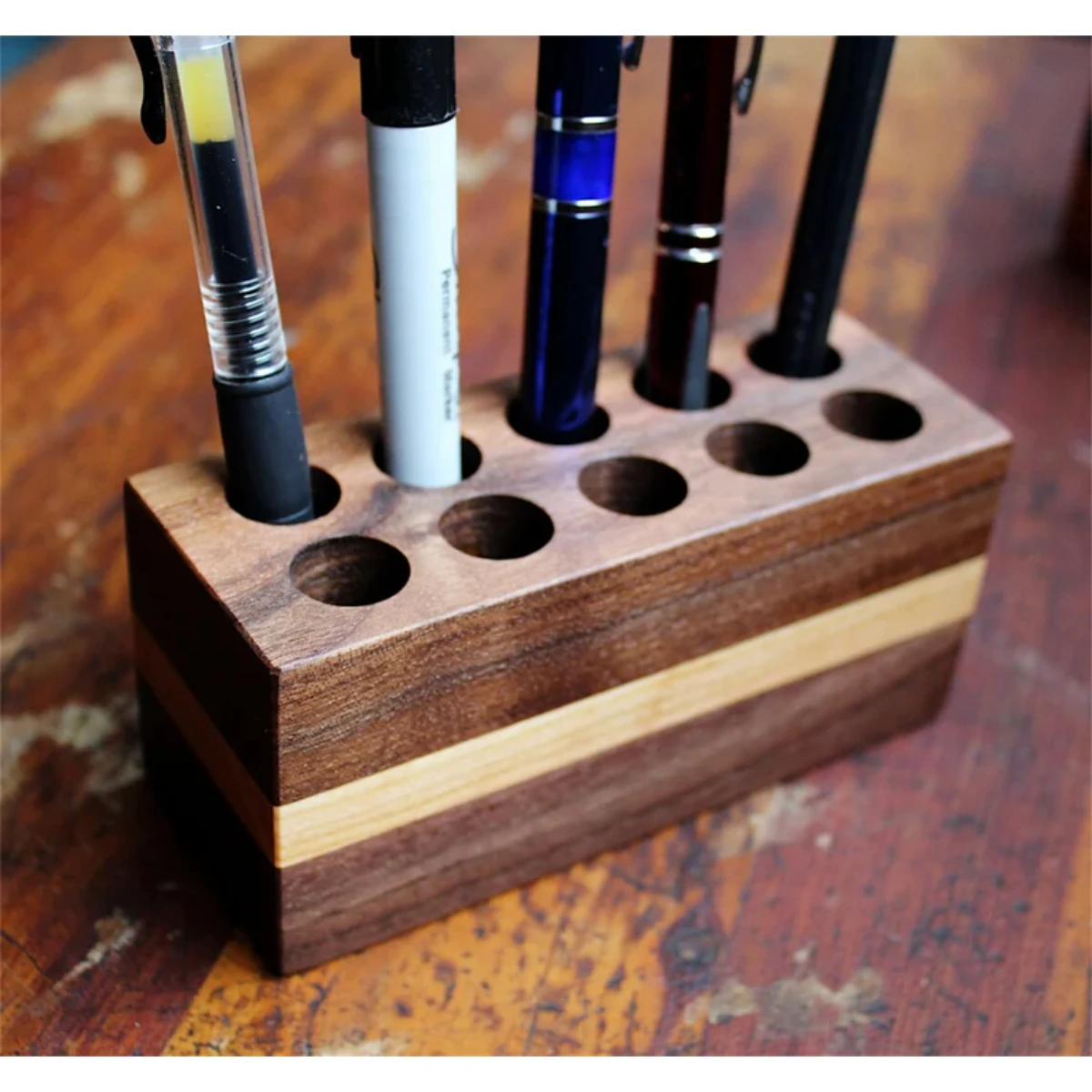 Handmade Wooden Pen Pencil Stationary Office Desk Organizer Pen Holder Stationary With Premium Quality Tabletop Supplies