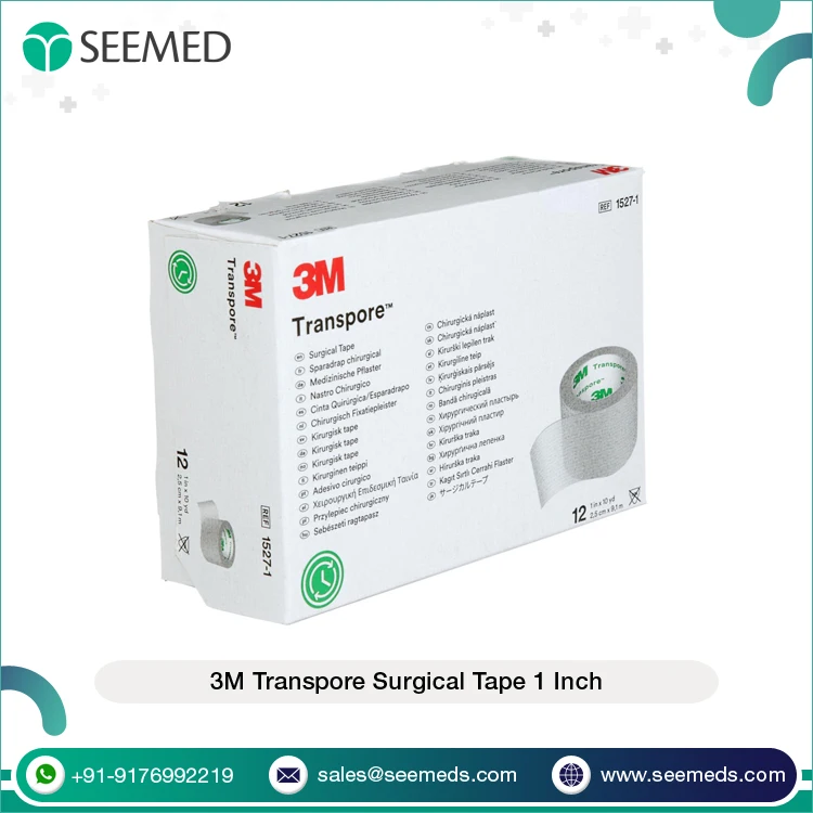 Highly Breathable and Water Resistant Non Sterile Medical Adhesive 3M-Transpore Surgical Tape 1 Inch for Dressing