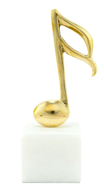 Unique Design Music Note Symbol Table Sculpture Handmade Solid Brass on White Marble Base Perfect For Home Table top Decor