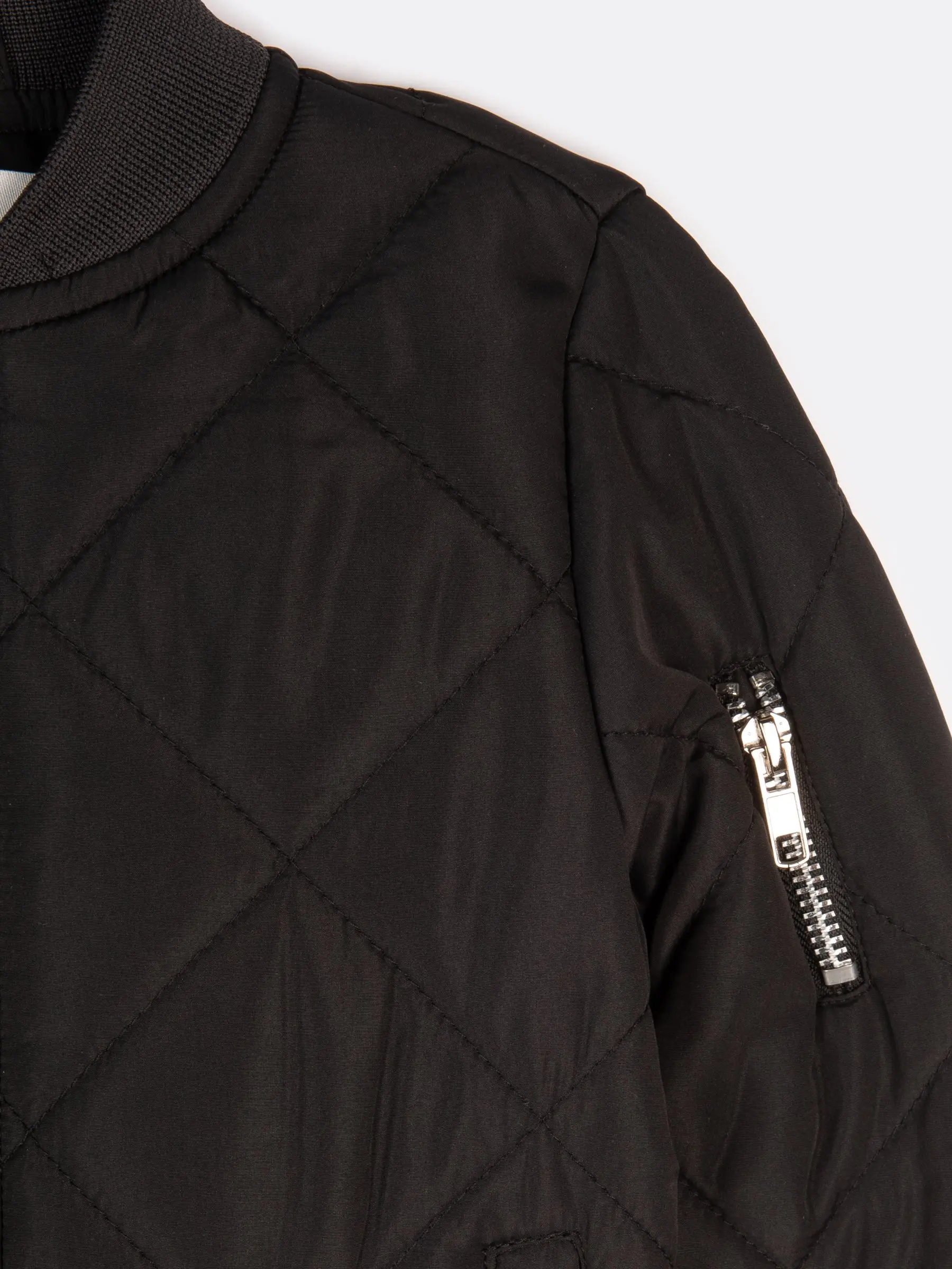 Kids Boys Zip Through Quilted Bomber Jacket Winter Warm Baseball Bomber Jackets Solid Color Toddler MA1 Flight Bomber Coats