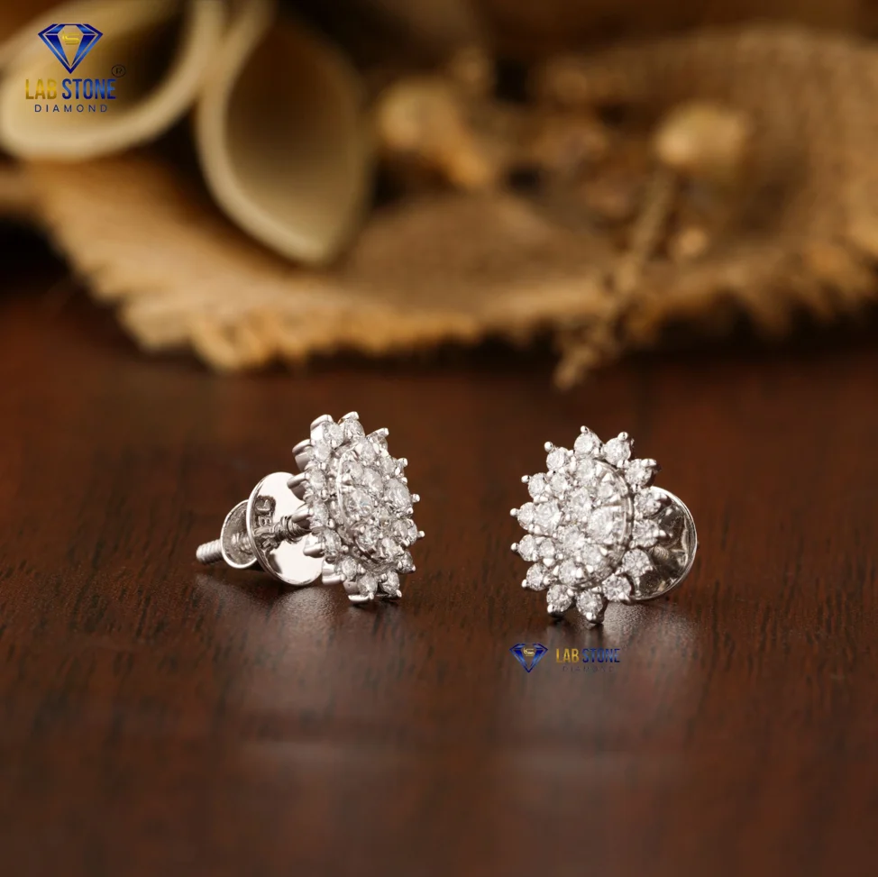 0.871 TDW Round Brilliant Cut Diamond Pendant And Earring With Chain 18K White Gold  Certified/Non Certified Diamond  Jewelry