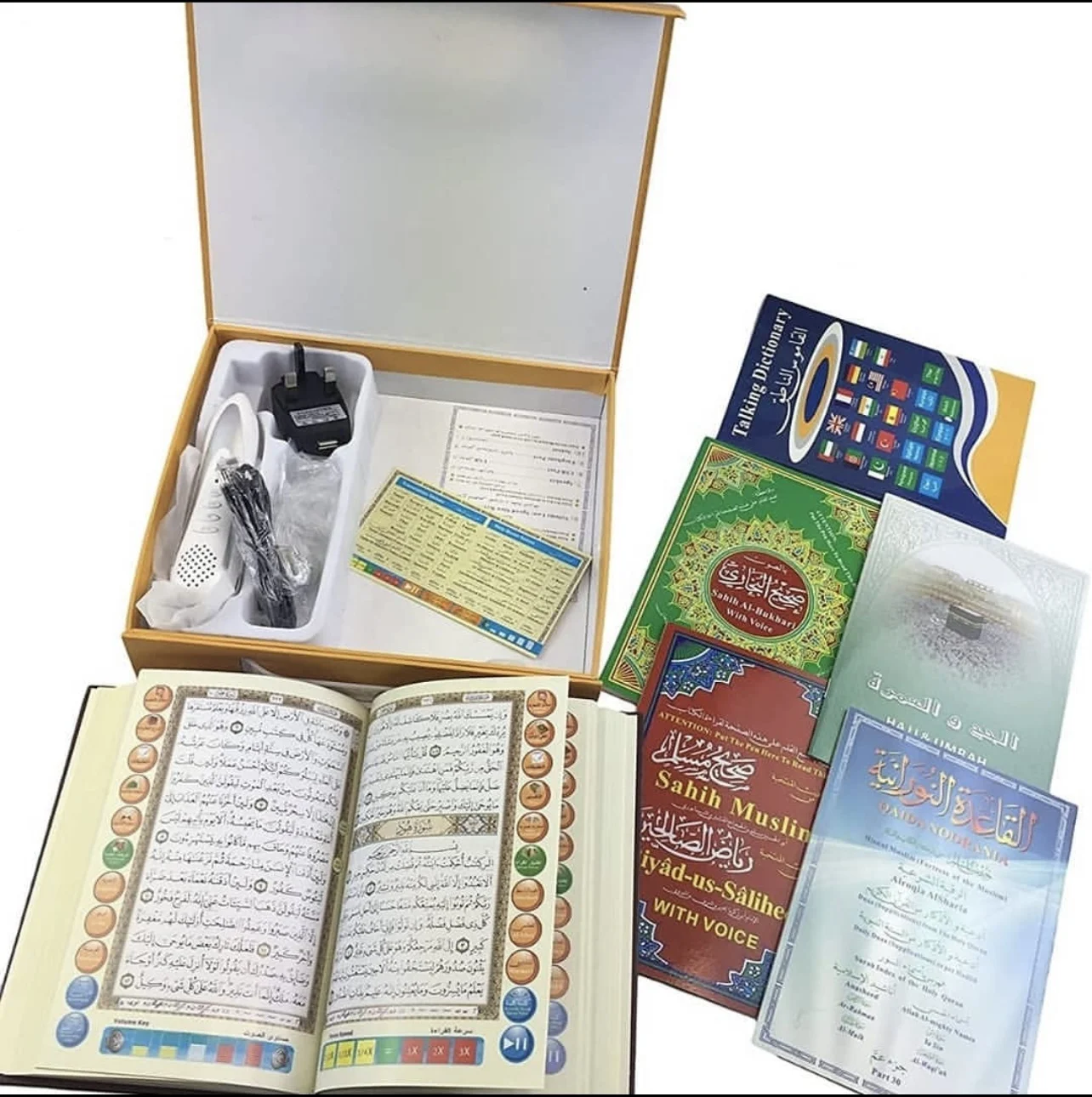 LCD Quran pen 16GB 35 Quran voices 28 translations 6 books new mold and books design Qaida Noorania Children learning  book