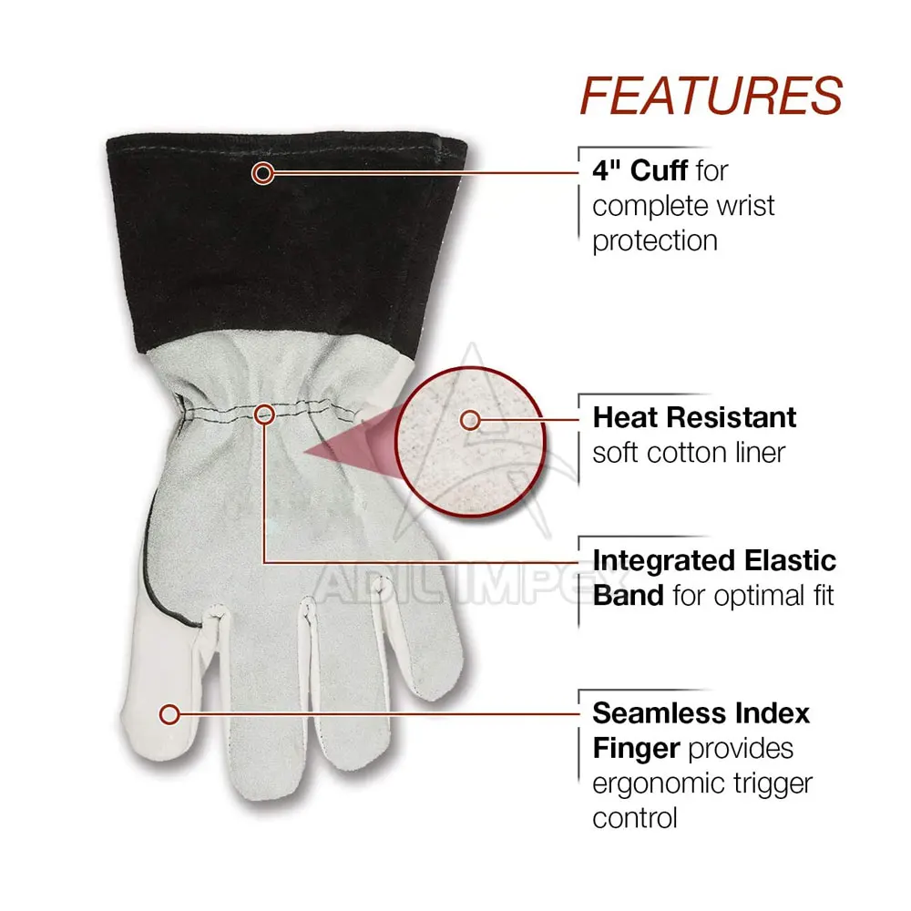 Custom Logo Printed Men Leather Welding Gloves Workwear Cow Split Leather Heat Protection Welding Gloves