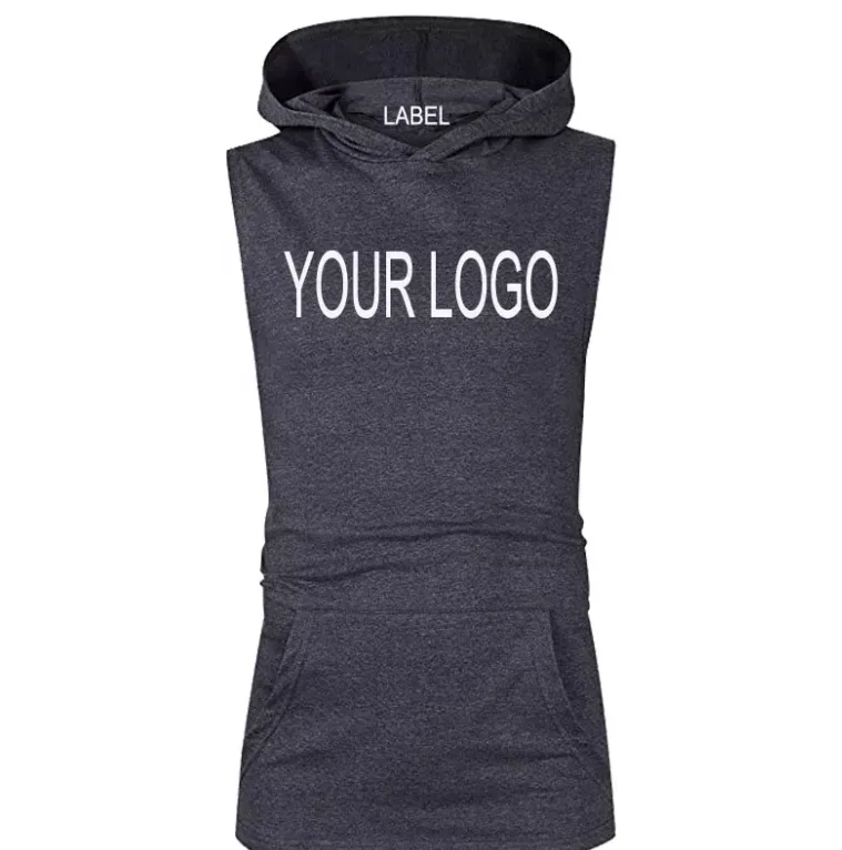 Customization High Quality Fashion Fitness Black Gym Tank Top With Hooded For Men With Custom Logo and Label