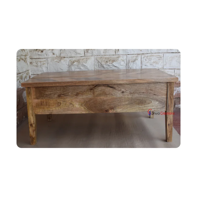 Mango Wood Furniture Wooden lift up top coffee table with storage Modern wooden Indoor furniture manufacturer