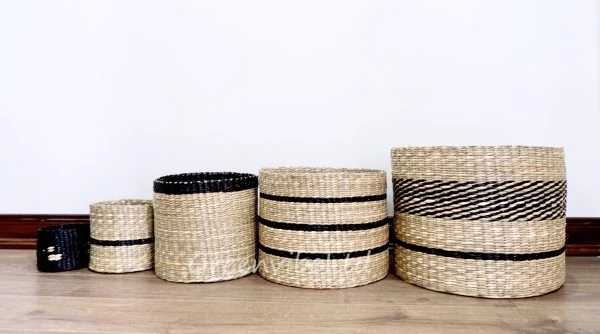 Летние Стильные Плетеные Корзины из натуральных водорослей во Вьетнаме плетеные садовые горшки ротанга корзина для украшения дома