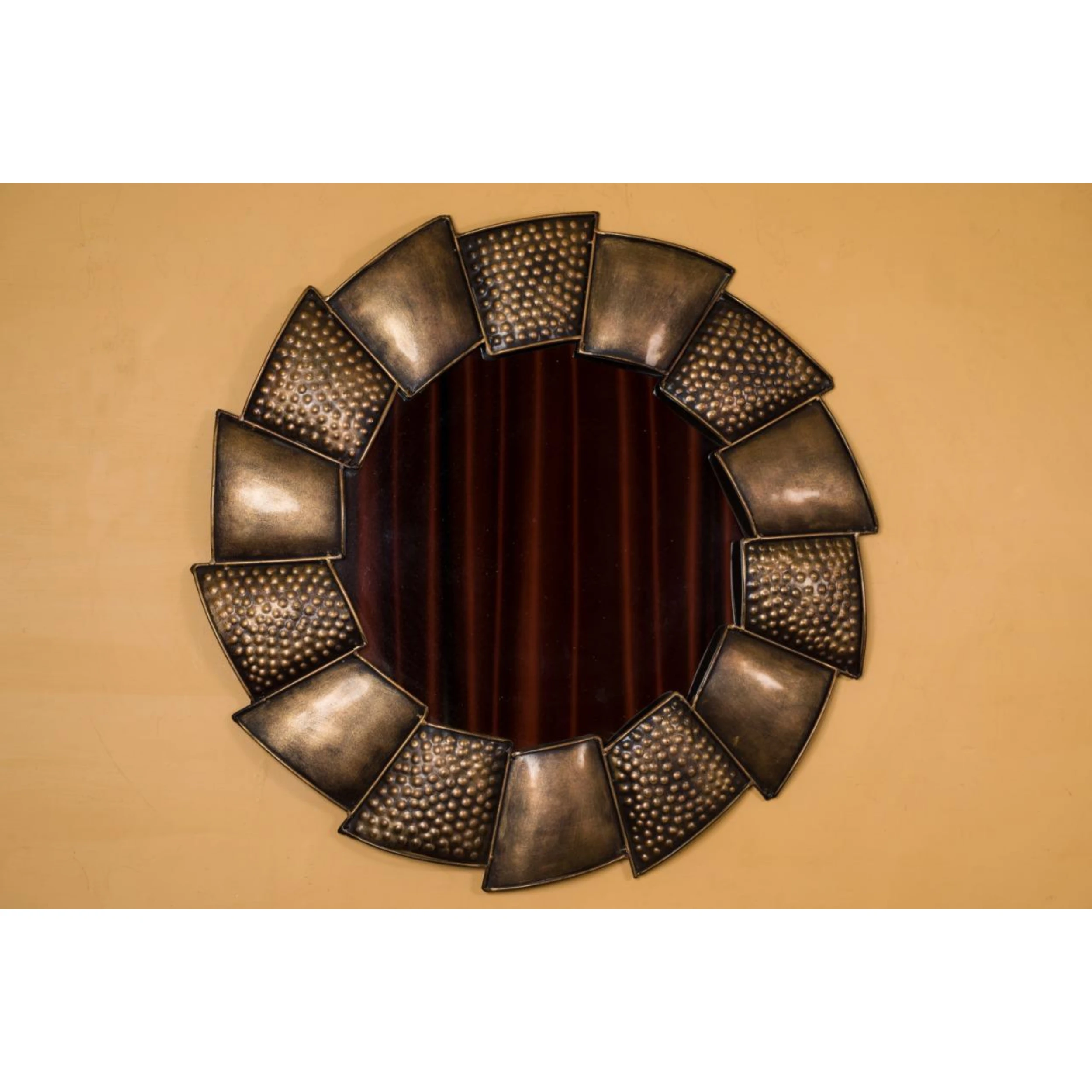 High quality rustic iron metal round golden frame wall mounted mirror frame latest & unique wall hanging royal classy decoration