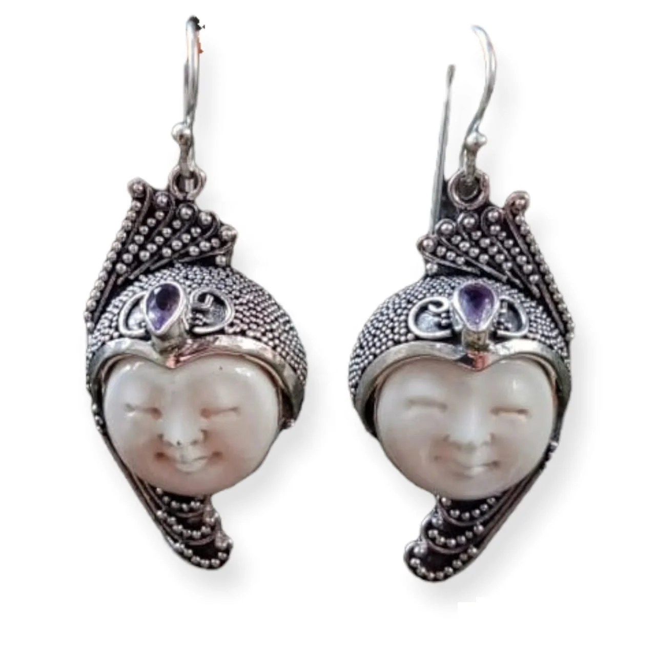 NY-MFER-012-Bone Moonface Earring Special Carving Design Luxury Earring For Women Special Gift For Girl