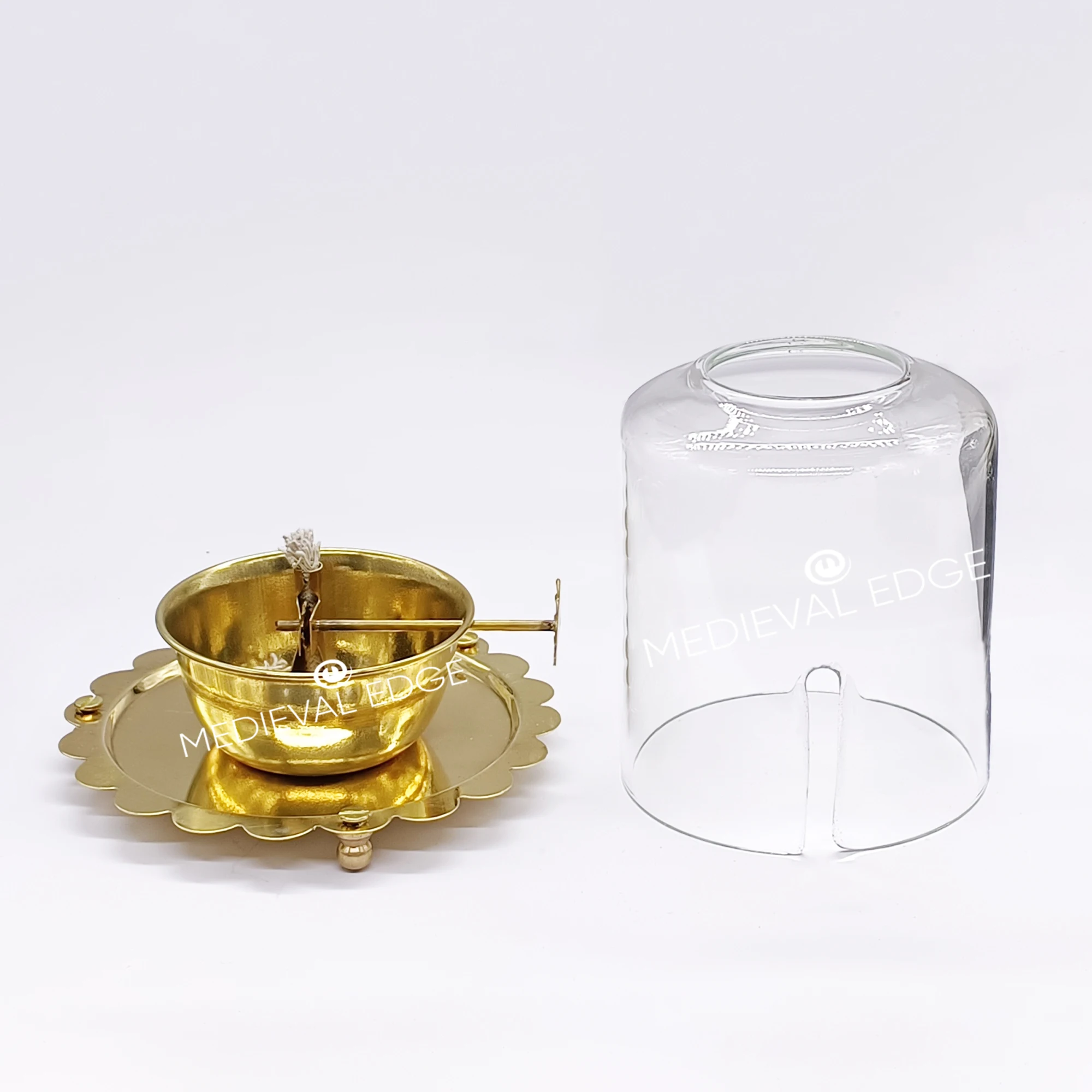 Best Quality Brass Akhand Medium Jyoti Diya with Elegant Glass Shade for Pooja Rooms Festive Decorations Original Indian Factory