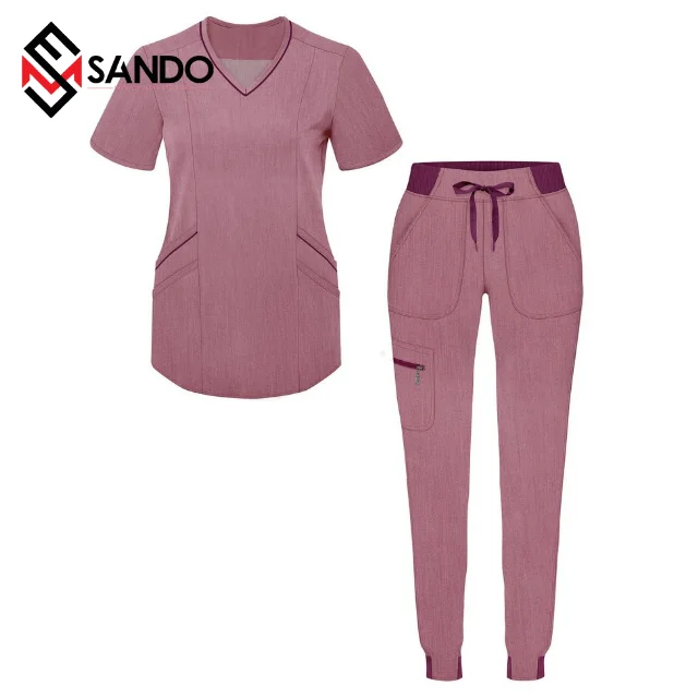 Custom logo Nurse Scrub Suit Medical Clothing Uniforms medical scrub Short Sleeve Uniform Women Nurse Scrub Hospital Uniform Set