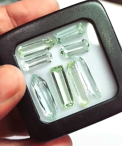 8 Pcs Of Natural Aquamarine 14mm to 25mm Baguette fancy facet 32 cts lot Iroc Sales High quality gemstone cut US$176 for all