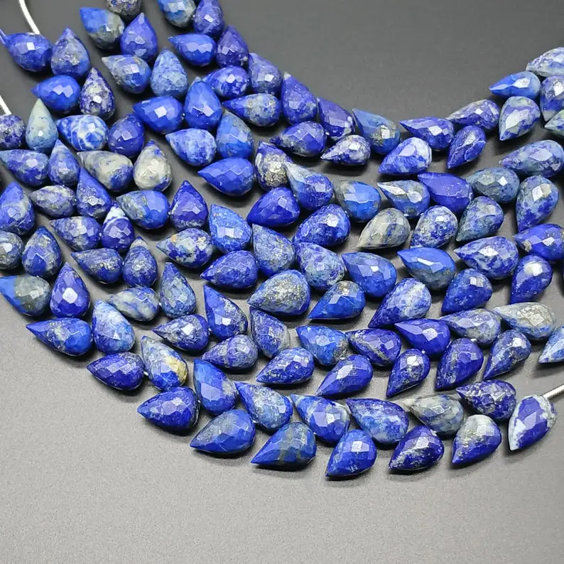 Natural Lapis Lazuli Faceted Teardrop Shape Gemstone Briolette Beads 7x11mm Lapis Lazuli Machine Cut Crystal Beads for Jewelry