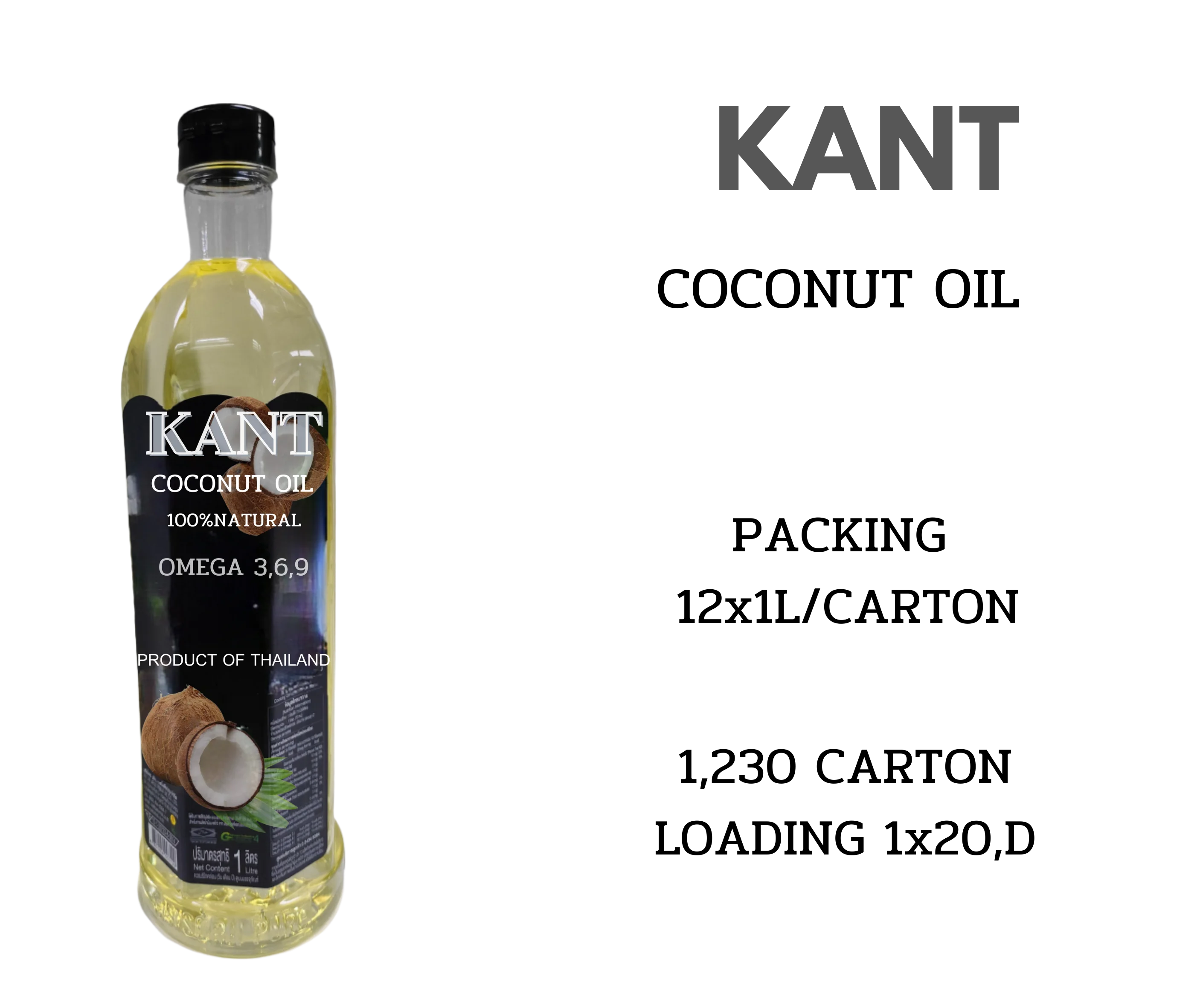 KANT Coconut Oil Can Use For Both Cooking And Cosmetics Premium Quality From Thailand Organic fram OEM GMO free BOX fruit bulk