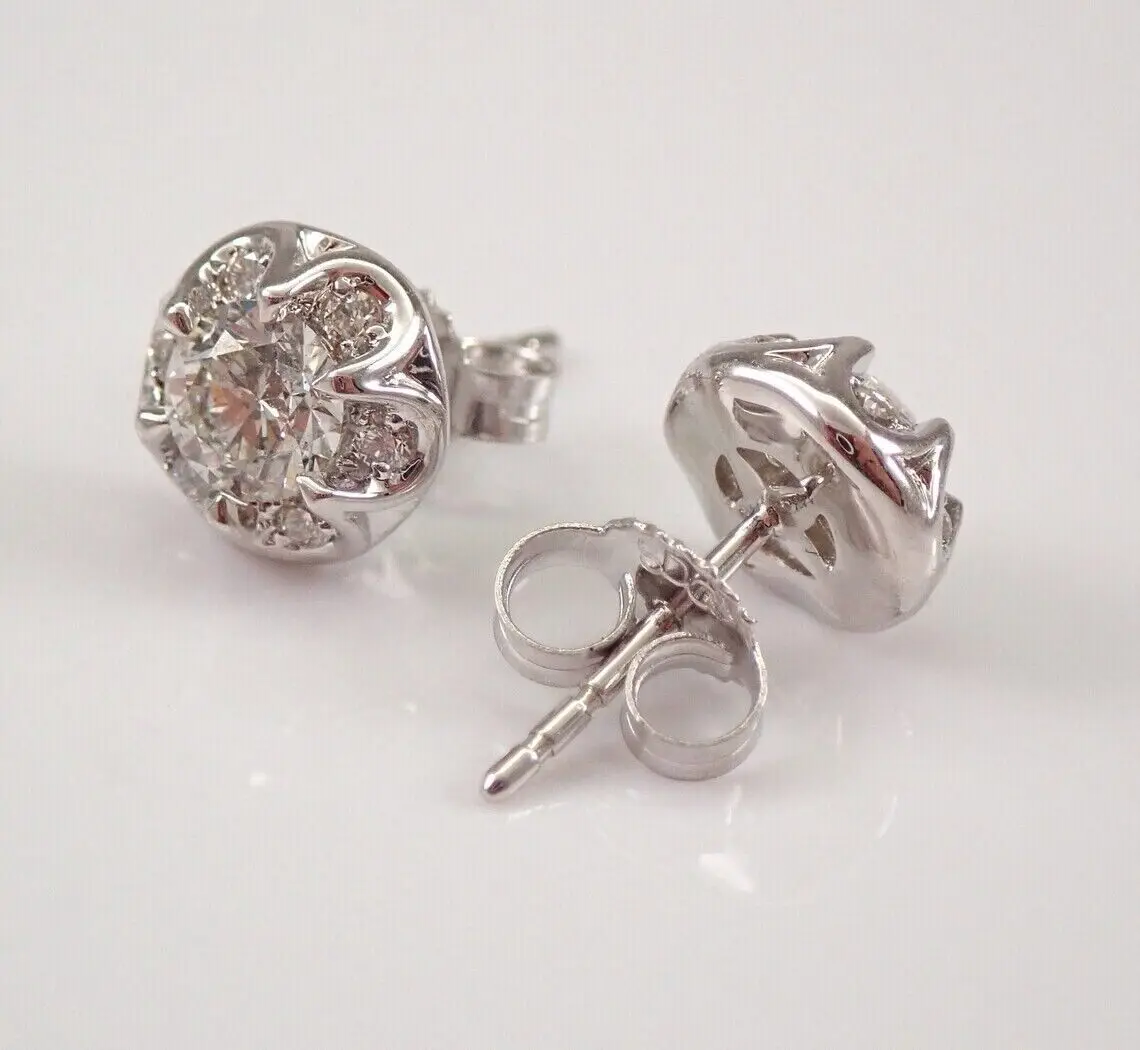 1.40 Ct Round Cut Cubic Zirconia Diamond Womens Hoop Earrings 14K Yellow Gold Plated