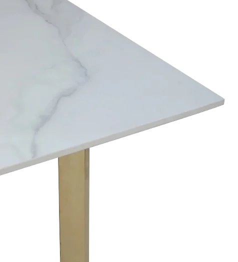 Luxury Industrial Euro Kitchen Modern Gold Metal Leg Rectangular Square Marble Dining Table Set Modern