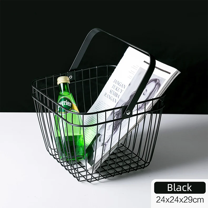 Wire Basket with Wood or Bamboo Handle