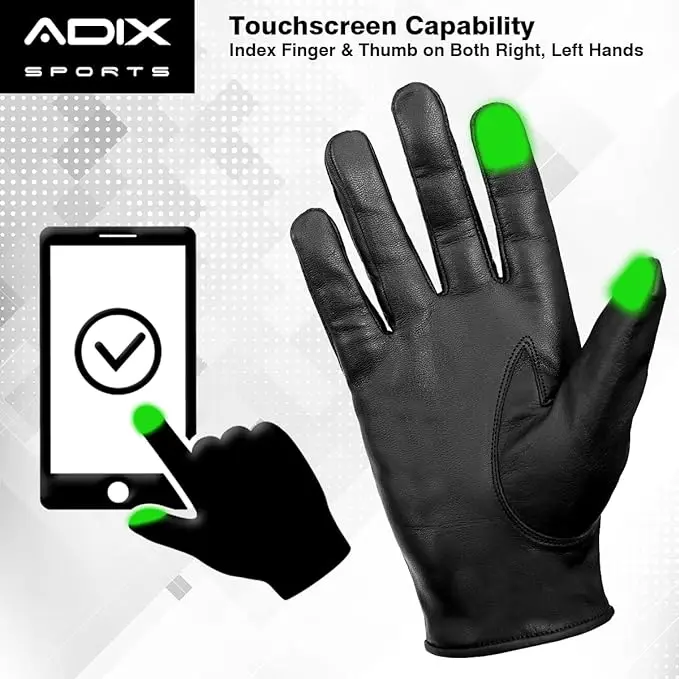 ADIX Sports Black Leather Driving Gloves for Men & Women Winter Must-Have Touch Screen Functionality Riders & Drivers Accessory