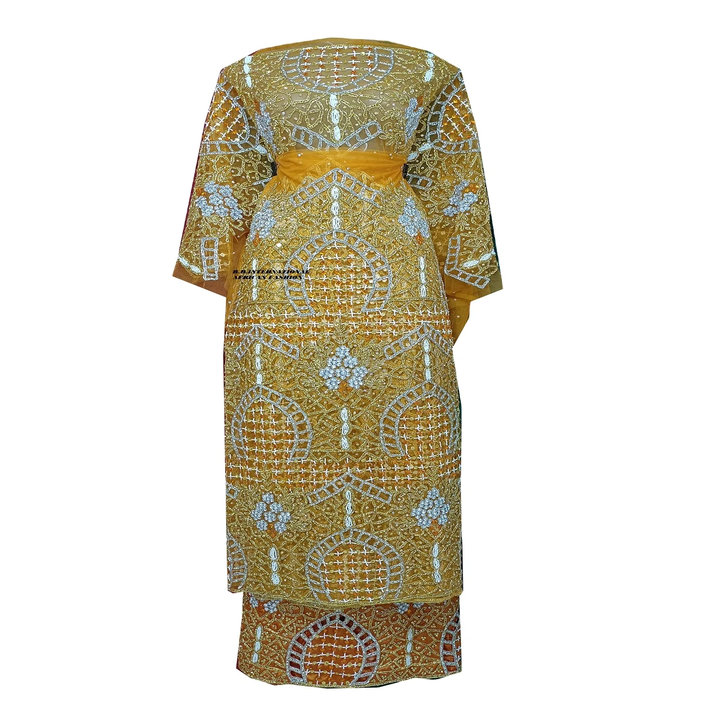 First Lady Heavily Beaded  Designer George wrapper Fabric