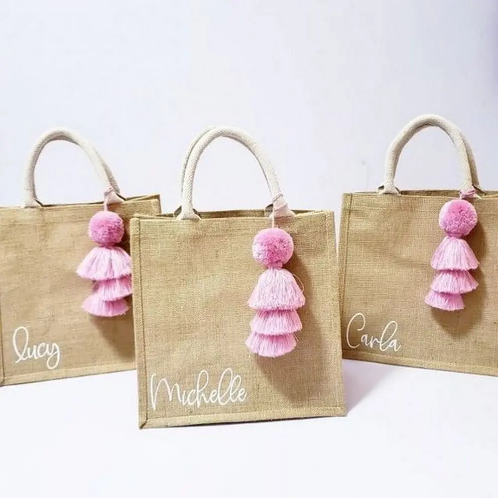 Fashion Tote Bags for Women Wholesale Large Jute Bag Supplier Burlap Shopping Bag with Logo Design