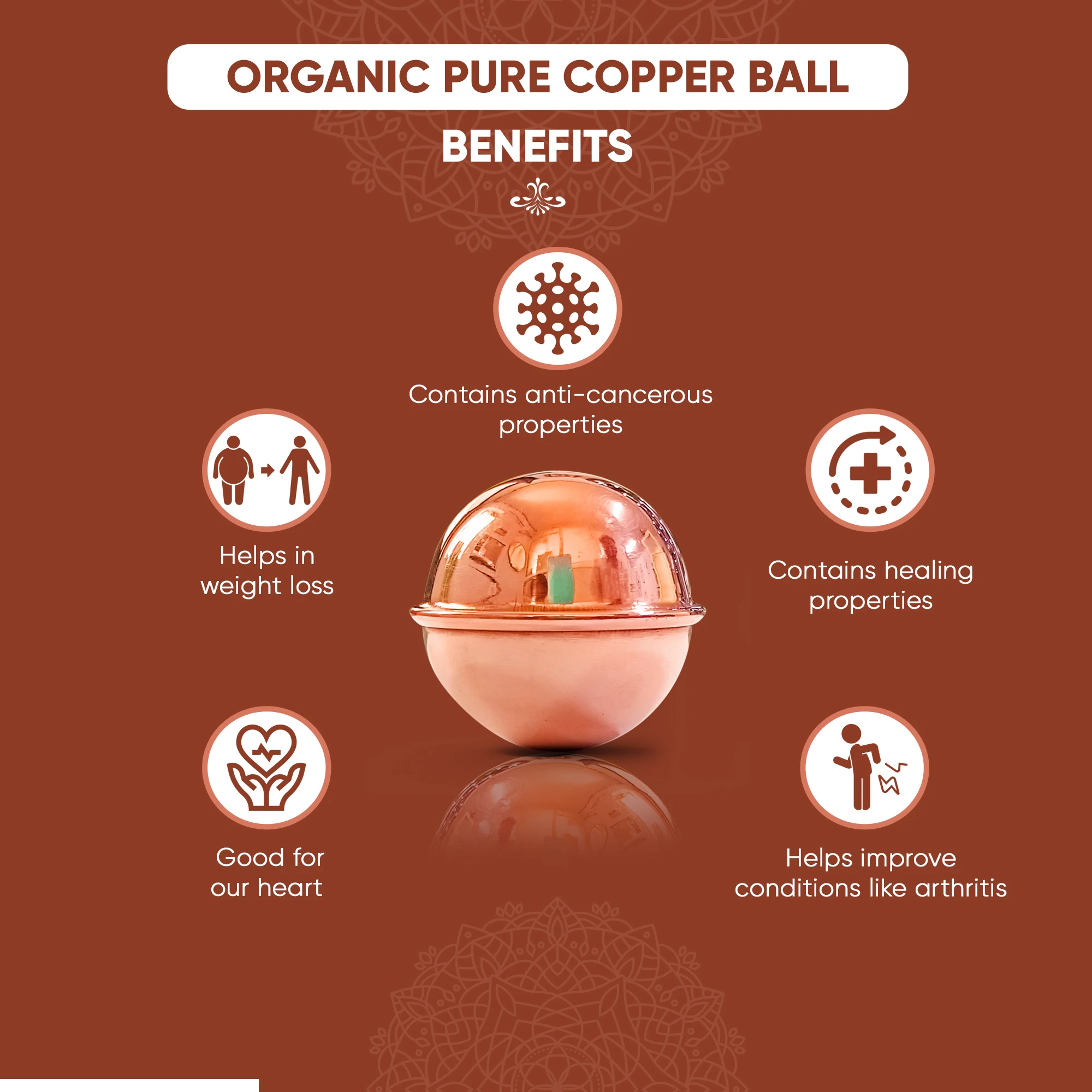 High Quality Traditional Ayurvedic Copper Water Ball Daily Wellness from Indian Factory Purifies Drinking Water Health Benefits
