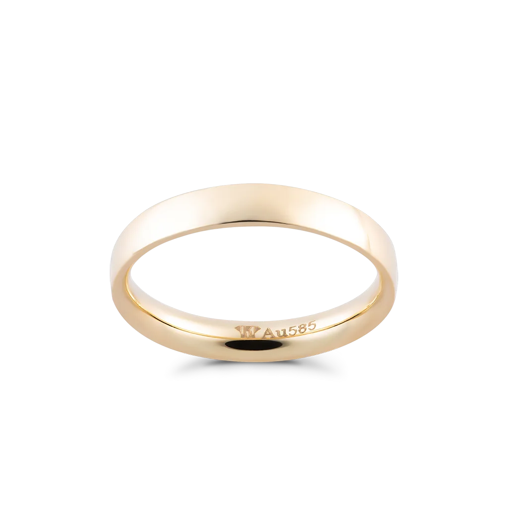 Simple elegant Plain wedding rings yellow gold 14k pure gold half round wedding ring comfort fit NC736 Huy Thanh Jewelry