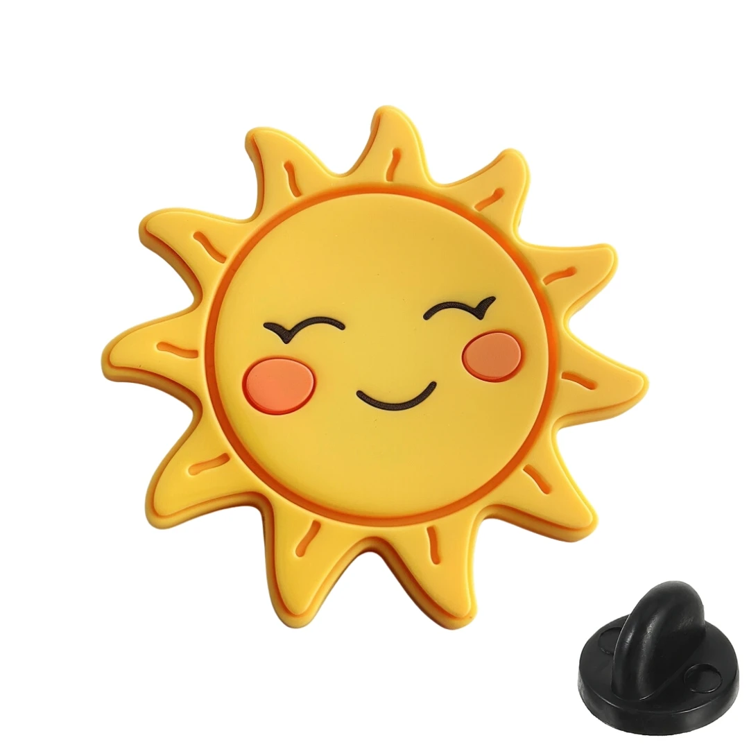 Cartoon Rubber PVC Lapel Pin With Safety Pin For Kid