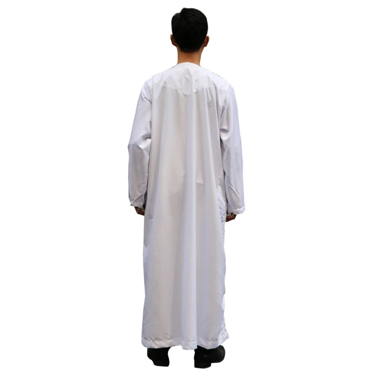 Men Jubba Thobe Solid Color Middle Robe Saudi Muslim Islamic Arabic Jubbah Men white dyed Custom chest tussle Jubbah Thobe