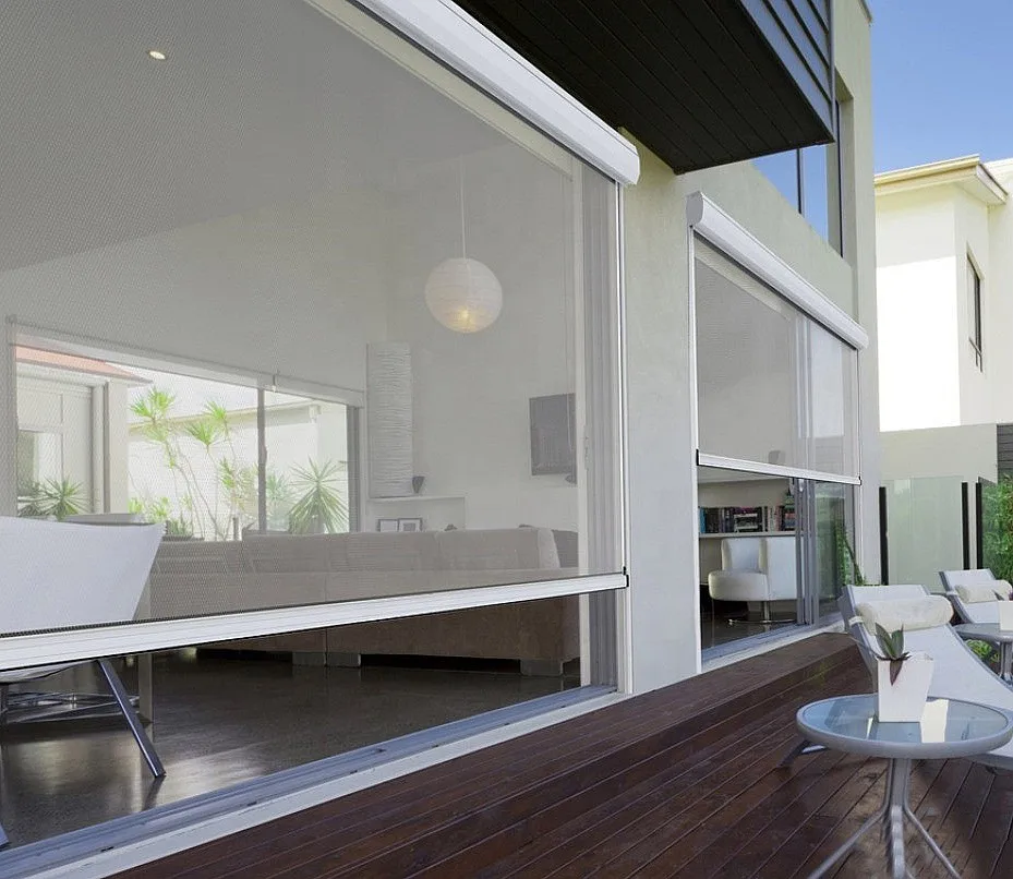 Hotel Building France Customized Zip Wind Proof Garden Patio Window Outdoor Screen Rolling Auto Sun Shade