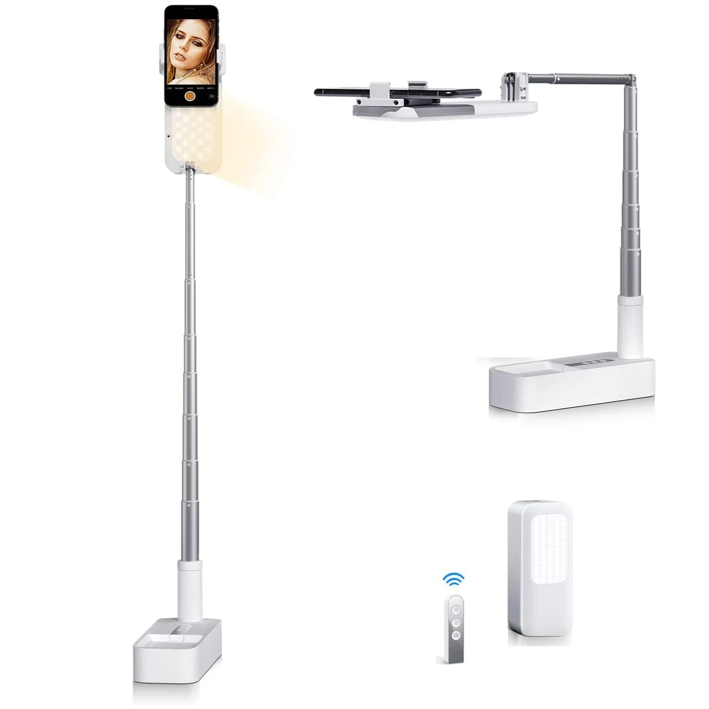 doxg pink ring light high angle shot content creator stand kit selfie stick overhead phone stand overhead tripod with led light