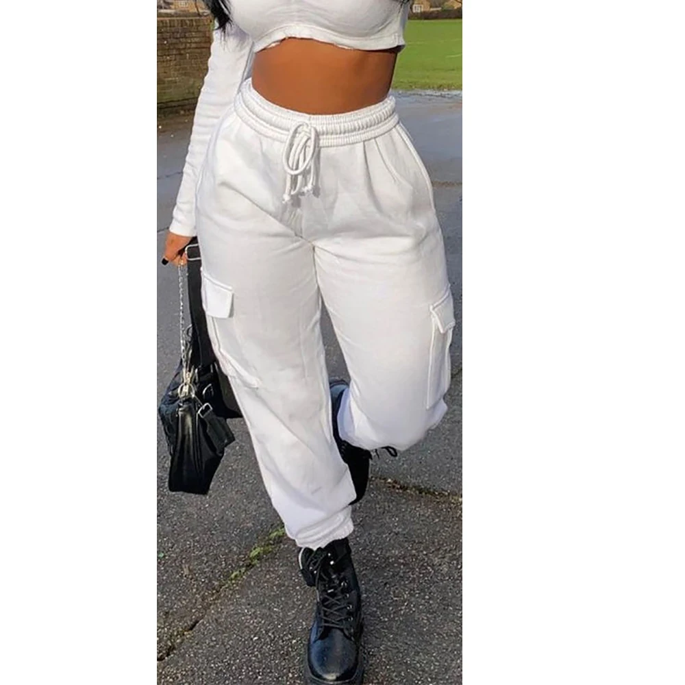 Wholesale Custom Womens Workout Track Joggers French High Waisted Women GYM Sports Cotton Fleece Tapered Fitted Joggers Pants