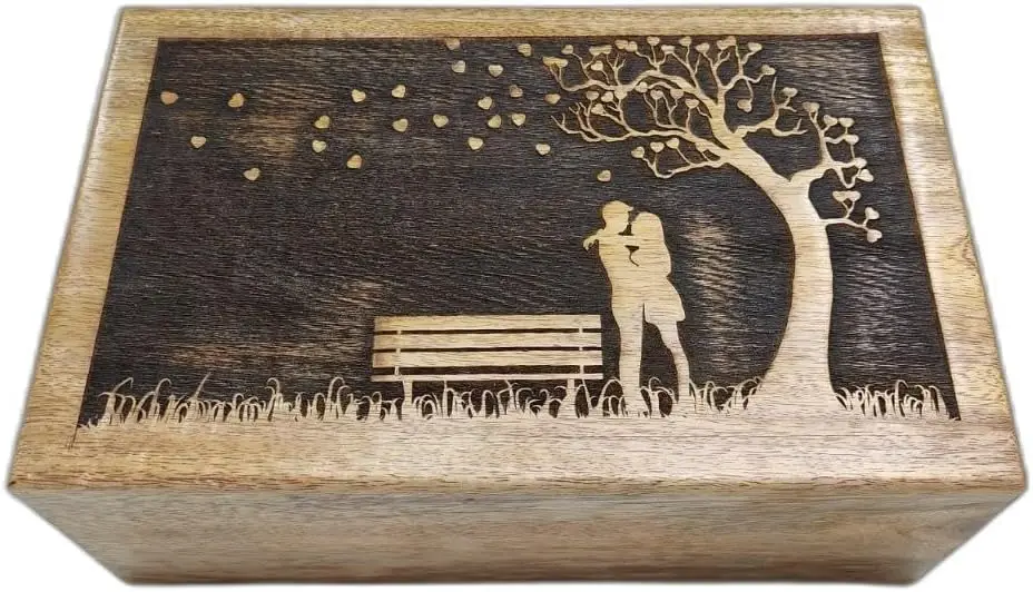 Decorative Urns Wooden Ashes Storage Box Loving White Tree Engraving Design Large Urn Cremation Urn for Ashes Rosewood