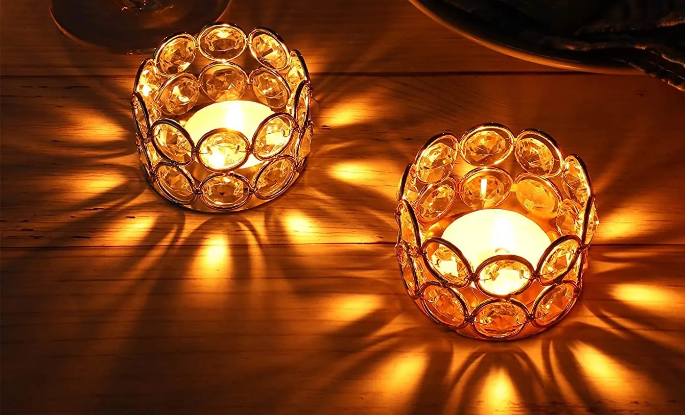 20 Pack Crystal Candle Holder Elegant Decorative Tealight/Candle Holders Crystal Votive/Candle Holders Silver or Gold Candle