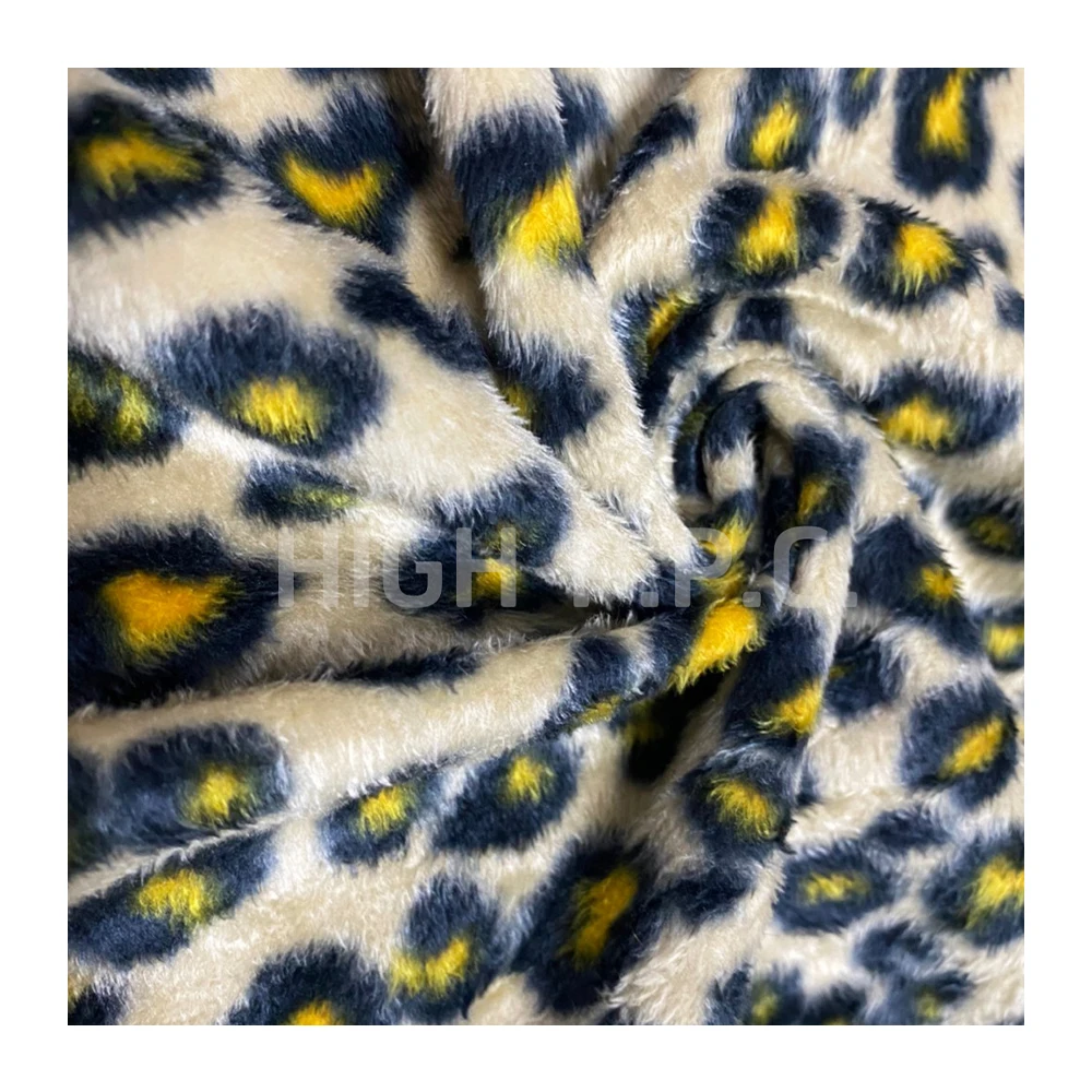 Leopard Printed Velboa 100%Polyester Fabric Super Soft DTY/FDY Wholesale Knitted Minky Plain For Toys Home Textile