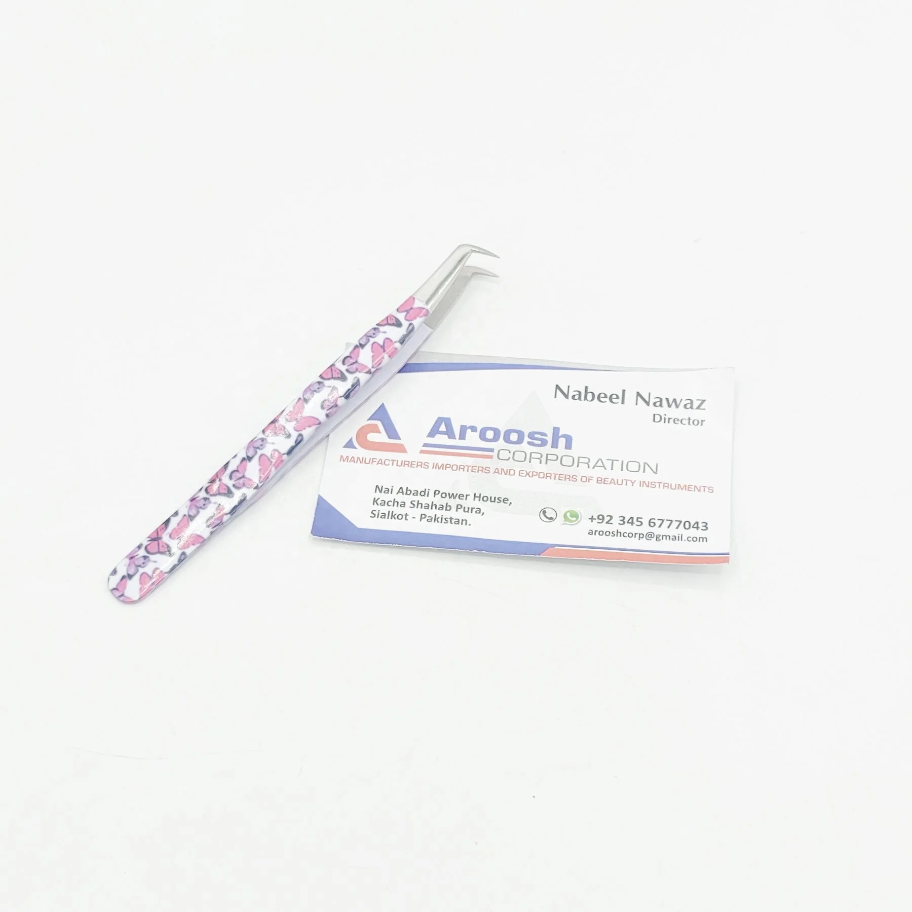 90 Degree Butterfly Paper Print Eyelash Extension Tweezers Wholesale High Quality Stainless steel  Eyelash Tweezers