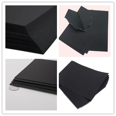 Lizheng custom printed cardboard matte black 120g 300g Virgin Wood Pulp Thick Black Paper Board and roll black boxes cardboard