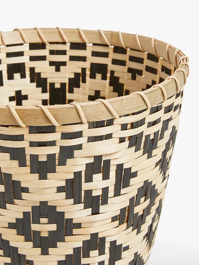 Hot New Design Black White Bamboo Storage Baskets Laundry Baskets Handmade Wicker Storage Basket for Plants and Flowers
