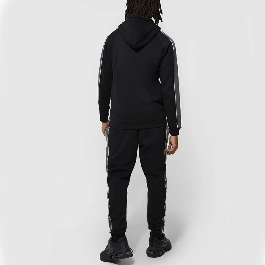 Small Quantity Custom men Sweat Suits Solid Jogger Sets Zipper Hoodie Tracksuits men Two Pieces Pants Set With Logo Jogging Suit