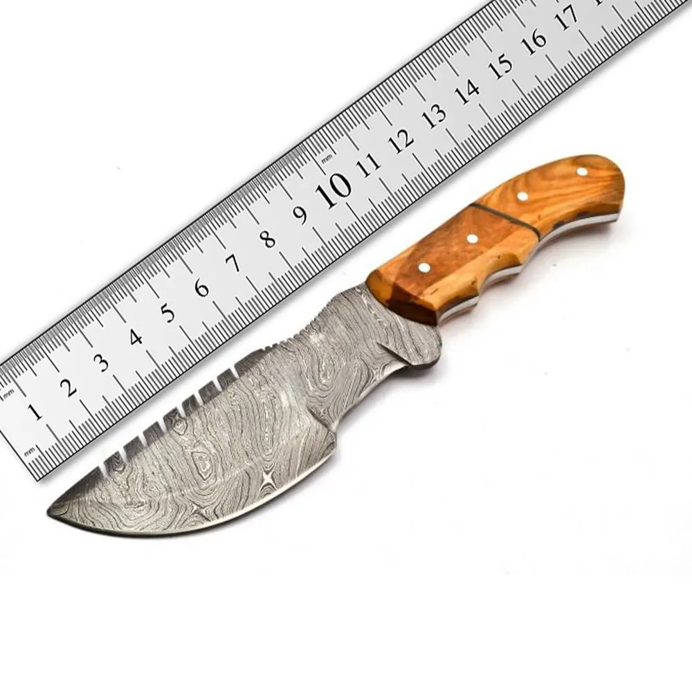High Quality Damascus Tracker Knife Custom Handmade Damascus Steel Hunting Bus craft Knife With olive Wood Handle