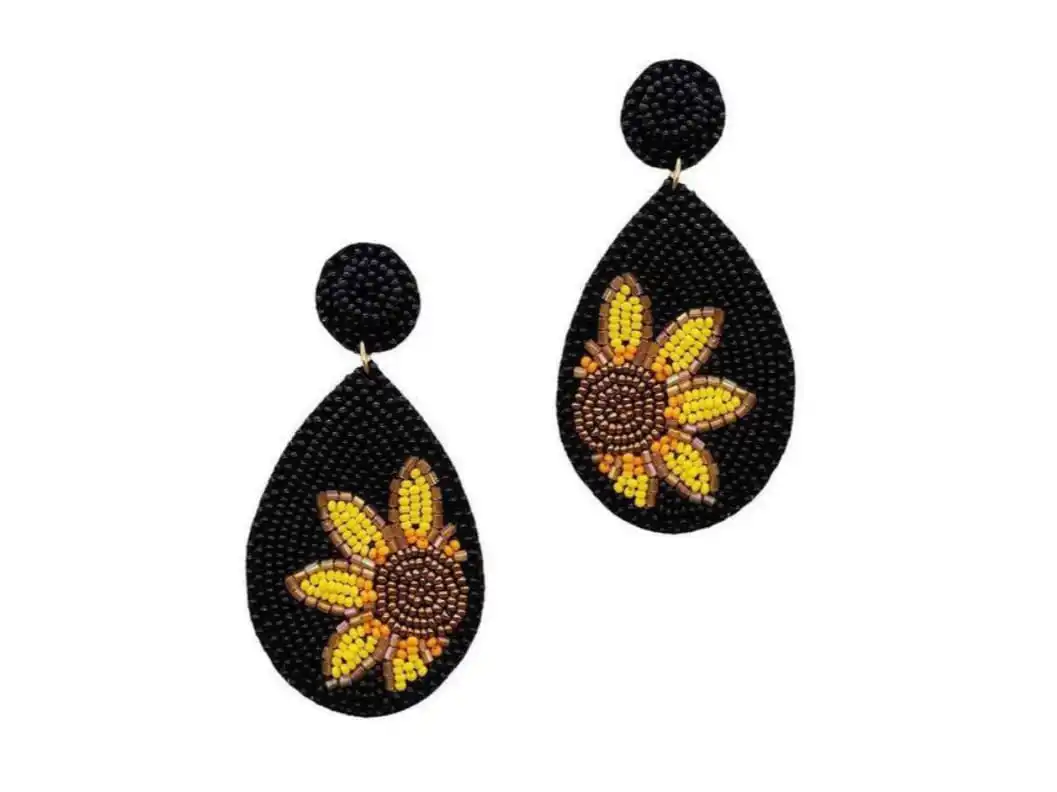 South western Beaded Sunflower Earrings & Colorful Patterns Custom Designs Authentic Native Beaded Jewelry ready to ship